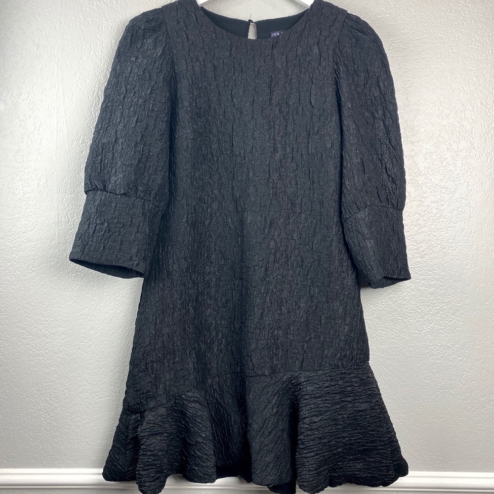 Zara Textured Weave Dress- Black - Picture 7 of 9